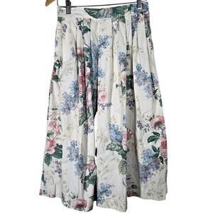 Vintage Sharon Young Cotton A Line Pleated Midi Skirt Western Cottage Country 6‎